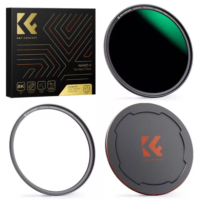 Kit de filtro magnético 3 en 1 K&F ND1000 densidad neutra + anillo adaptador + tapa de lente