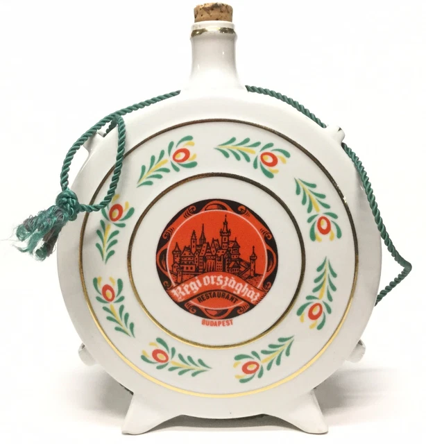 Vintage Budapest, Hungary Restaurant Hollohaza Flask, Tulip, Couple, VGC