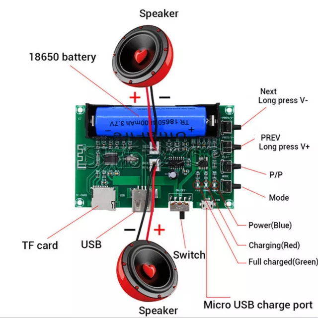 PAM8403 Bluetooth Amplifier Stereo Board Dual channel 10W For 18650 Battery