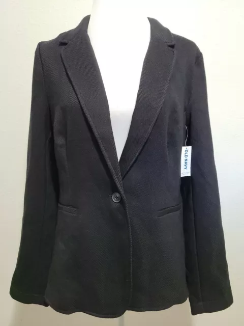 NWT OLD NAVY Women's Blazer Long Sleeve Black Color Stretch One Button.Size L