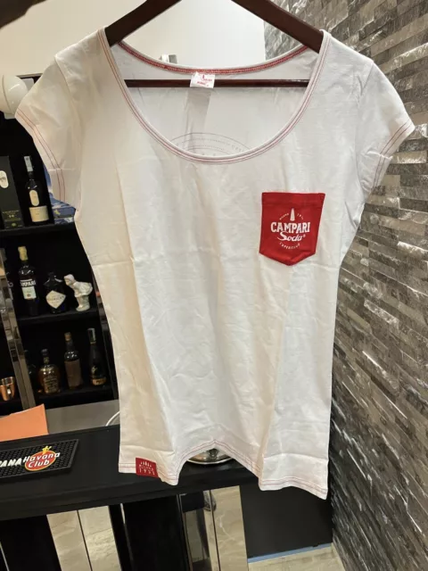 Maglia T Shirt S Campari Soda Bianca Donna  Pubblicitá 2021 Gadget Tipo Insegna