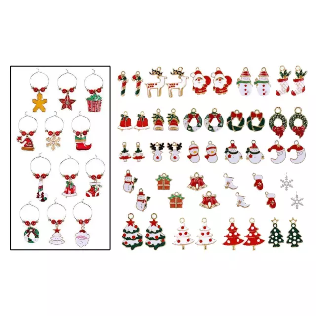 50x Enamel Christmas Charms Pendant Decorative Christmas Theme Elk Snowman  for