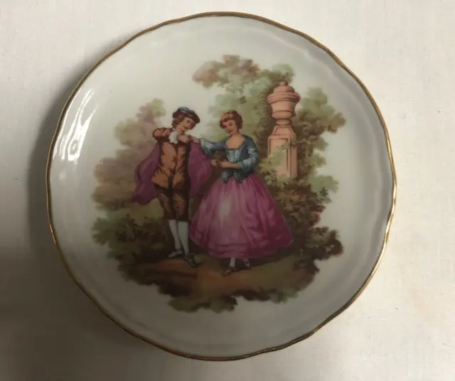 VINTAGE Limoges Courting Scene Decorative Round Ceramic Sweets Plate