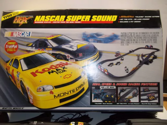 Vintage TYCO NASCAR Super Sound Electric Slot Car Race Track Set WORKS!