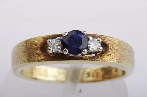 Saphir Safir Ring 585 14k Gelb Gold mit Brillanten 52 Größe top!