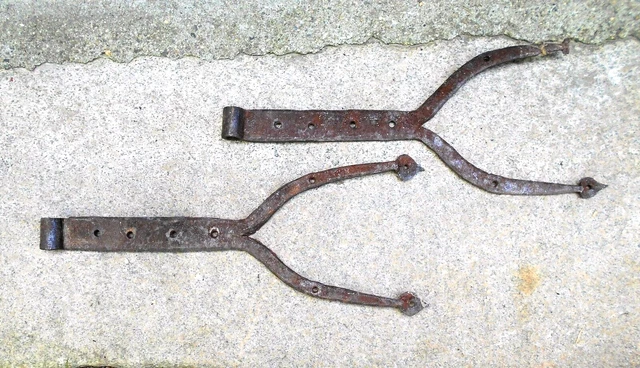 Rare Pair Of Early American Pitchfork Shaped Barn Hinges