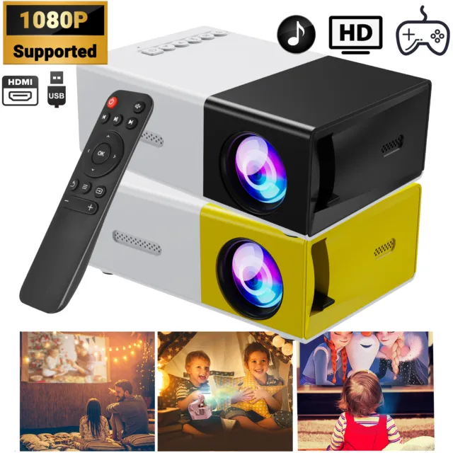 Mini Portable Projector LED 1080P HD 2000 Lumen Video Home Theater Cinema Movie