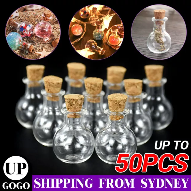 10-50Pcs DIY Assorted Mini Empty Glass Bottle Vials Cork Charm Wish Bottles AU