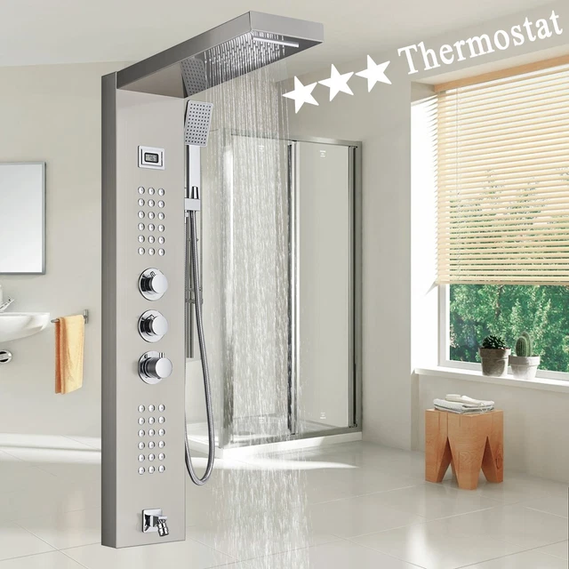 Termostático Panel de Ducha,Columna de Hidromasaje Acero Inoxidable para Baño