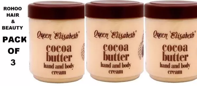 3 X QUEEN ELIZABETH COCOA BUTTER HAND & BODY CREAM 500ml