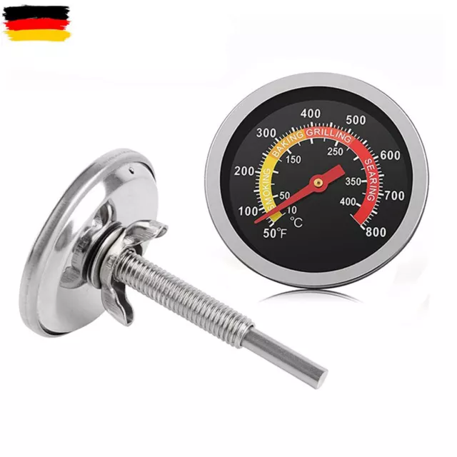 10°C-400°C Edelstahl Barbecue Grillthermometer für BBQ Grill Gasgrill Grillwagen