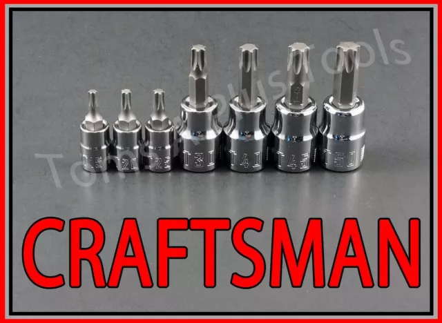 CRAFTSMAN HAND TOOLS 7pc 1/4 3/8 dr Torx / Star bit ratchet wrench socket set