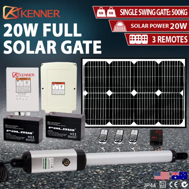 KENNER Full Solar Powered Automatic Remote Swing Gate Opener