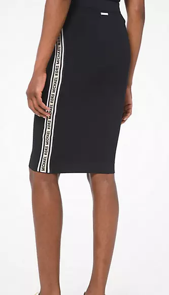MICHAEL KORS WOMENS Pencil Skirt MK Logo Straight Knee Length Stretch ...