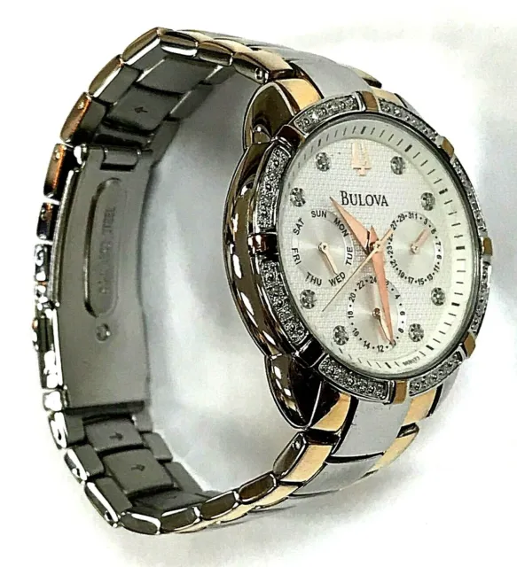 Bulova 98R177 Diamond Dial/Bezel Multi-function Two-Tone Ladies Watch WARRANTY