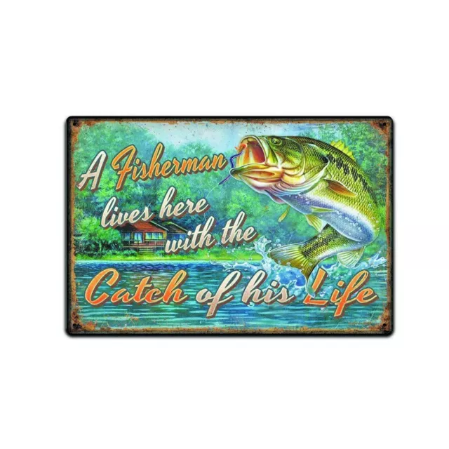 A Fisherman Lives Here With The Catch Of His Life Sign | TS133