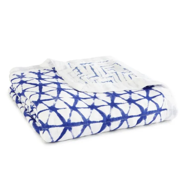 aden + anais Silky Soft Dream Blanket, Indigo Shibori Blue - Bamboo Muslin - W4B