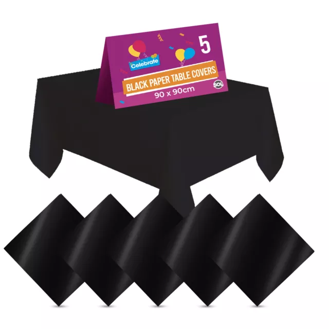 5-10 Black Paper Table Cloths Square Disposable Birthday Party Tablecloth Covers