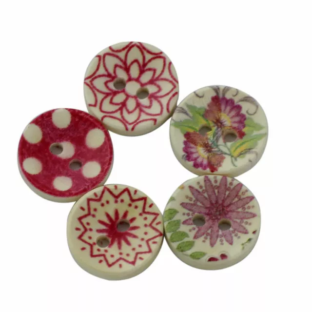 Buttons 100pcs for Sewing 2 Holes Scrapbooking DIY 15mm Wooden Round Mixed