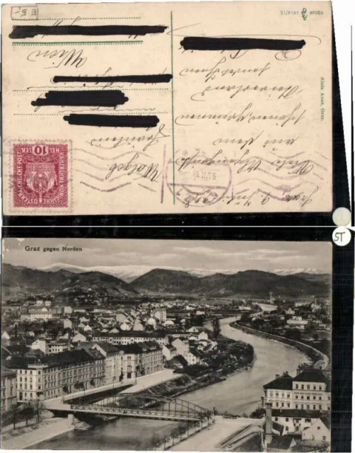 61959;Graz gegen Norden Murbrücke 1914