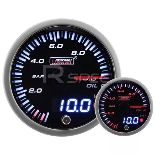 JDM 60mm Smoked Style Oil Pressure Bar Dual Stepper Motor Gauge with warning