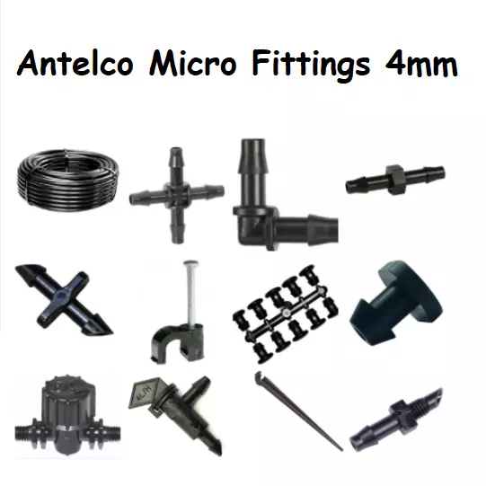 Antelco Micro Irrigation Fitting 4mm Pipe Barbed Garden Watering Connector Valve