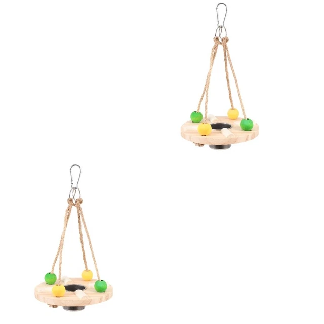 2x Vogel Wasser Feeder Hängen Holz Vogel Steht Hängen Papagei Käfig Feeder