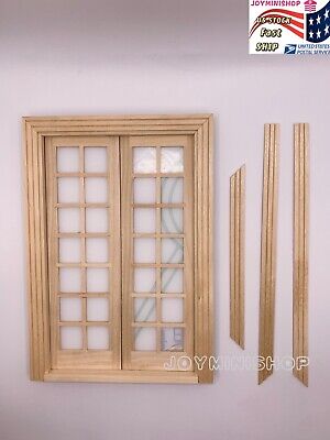 Miniature 1/12 Double Door French Wooden Dollhouse Housework Can Be Painted Dec