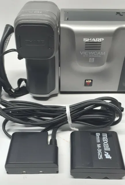 Sharp ViewCam Hi-Fi 8 Camcorder VL-E620U+ A/V Cables, Charger,Battery WORKING.