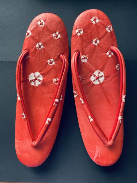 NUOVE scarpe sandali kimono giapponesi Zori in pelle rossa e bianca