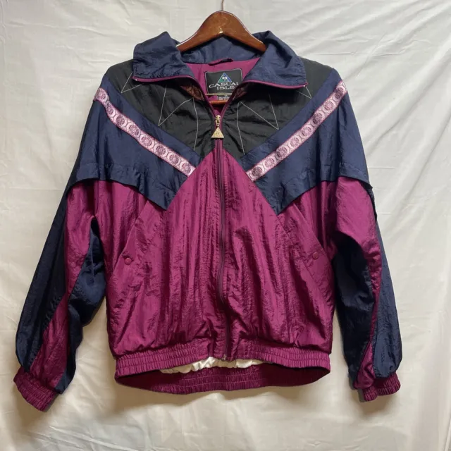Vintage Casual Isle 80s Color Block Windbreaker Women’s Nylon Jacket Size M