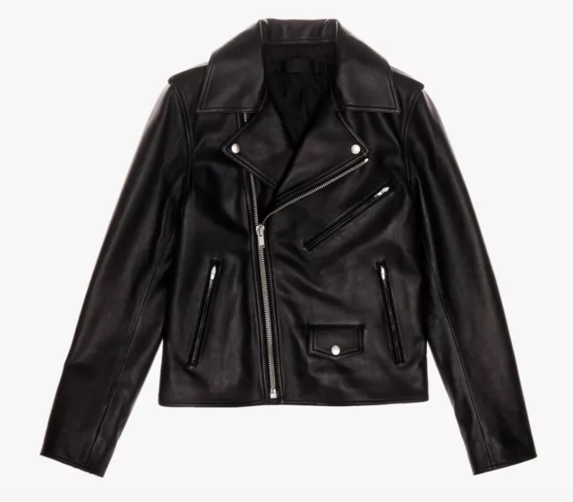 Helmut Lang Women's Black Leather Moto Jacket, Size XS