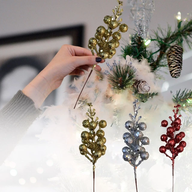 Weihnachten Simulierte Obstbrußbruß Schaum Silber Draht Früchte Rot Neu