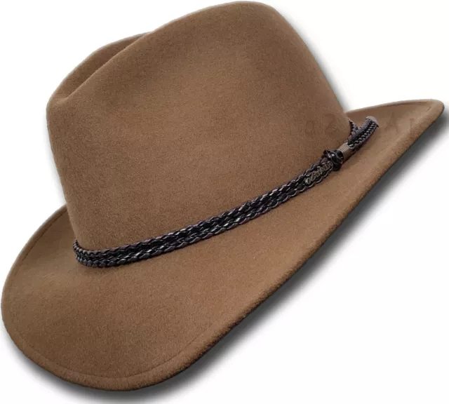WALKER & HAWKES - Unisex Ranger Fedora Crushable Felt Hat with Leather Trim  £23.95 - PicClick UK