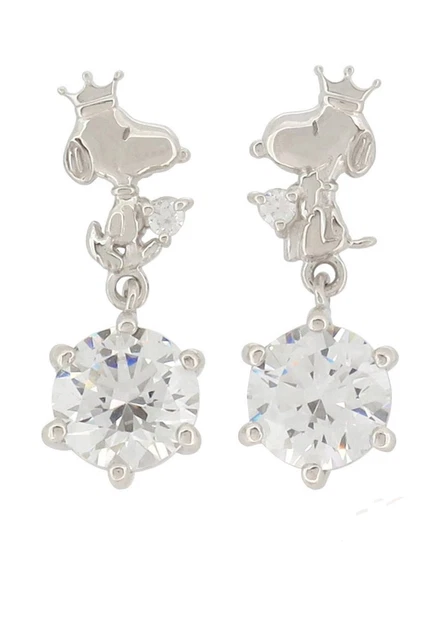 SNOOPY 65th Anniv. Crown Swarovski SV925 earrings silver color PEANUTS
