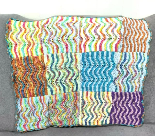 Handmade Crochet Baby Blanket Lap Afghan Wrap Throw 36X30 inch Multicolor