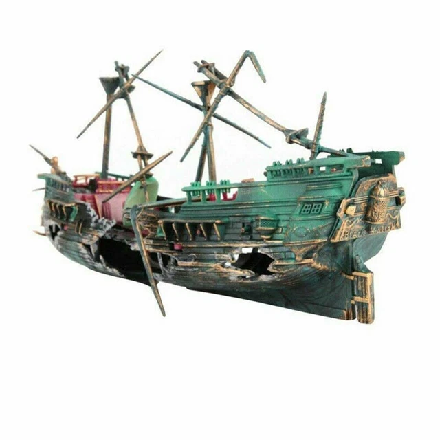 Aquarium Ornament Wreck Boat Sunk Ship Air Split Shipwreck Fish Tank Cave Decors