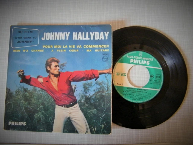 DISQUE JOHNNY HALLYDAY Vinyl - "Pour moi la vie va commencer" 45 tour