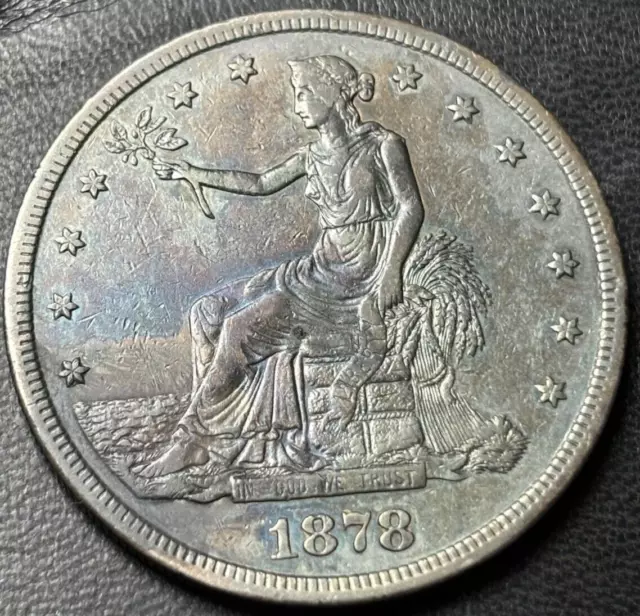 1878-S T$1 Trade Silver Dollar. Nice Circulated Details, Cleaned/Retoned