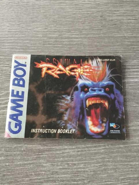 Primal rage- Nintendo Game Boy GB GBC GBA Notice booklet handeiling DMG-AR9P-EUR