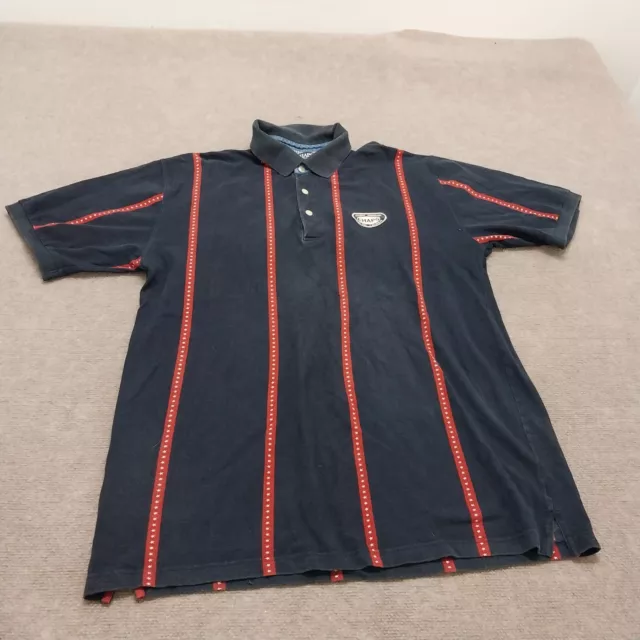 Ralph Lauren Chaps Mens Size XL Blue Striped Short Sleeve Golf Polo Shirt