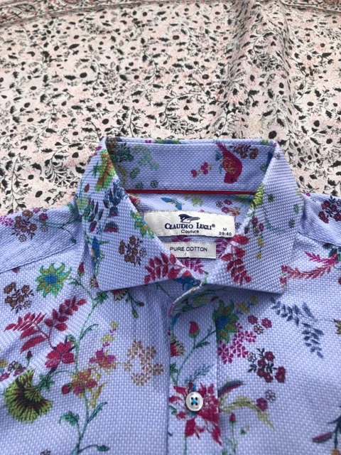 CLAUDIO LUGLI - Blu pallido - Floreale multicolore - Polsino con bottoni - Camicia - L