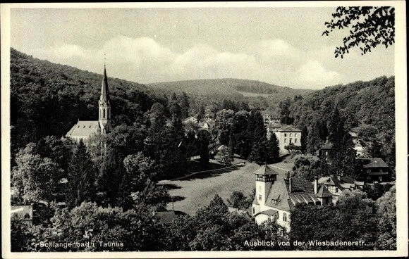 Ak Schlangenbad im Taunus Hessen, Ausblick von der Wiesbadener Straße - 3306241