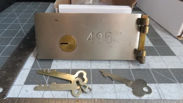 Antique L.L. Bates 1886 Safety Deposit Box Door, Hinges 2 Op & 1 Guard Key #495