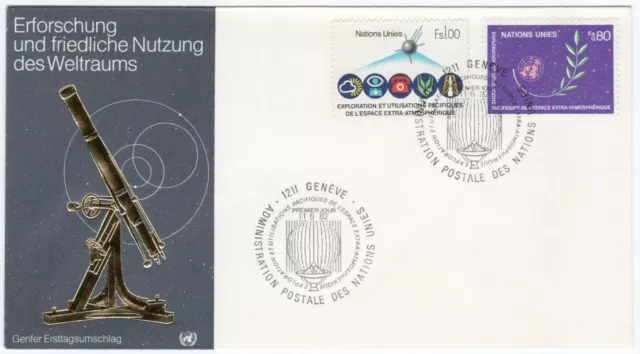 1982 UN Geneva FDC - Exploration & Peaceful Use of Outer Space - Two Stamp