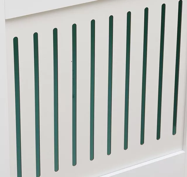 Kensington Radiator Cover White (112 x 19 x 82cm - Medium) Vertical Slat Wood 3