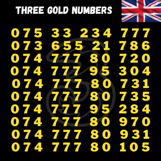 Thee network Gold VIP  sim card Choose number Pay As you Go sim card Tri Sim UK
