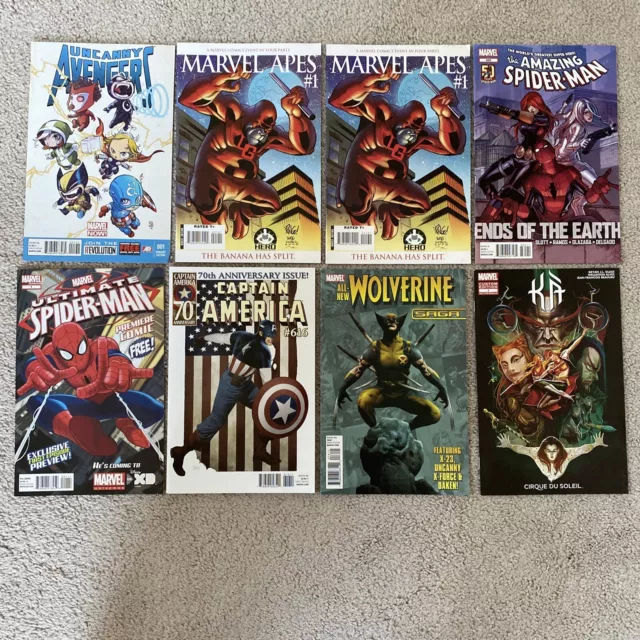 Marvel Comics 8 book Lot!! Ultimate Spidey/Cap/ Wolvie/uncanny Avengers!!!