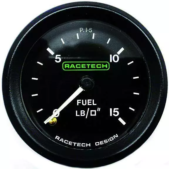 Racetech Fuel Pressure Gauge 0-15 PSI Backlit With 1/8" BSP (Nipple) Fitting