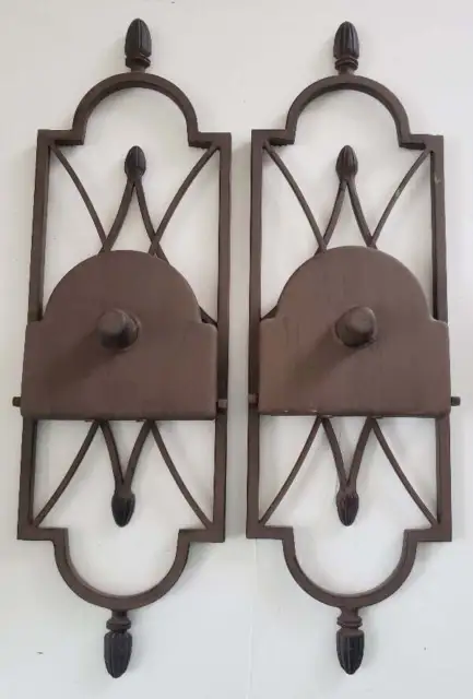 Southern Living At Home Iron Cordova Wall Candle Sconce Holder Set Heavy 18" Pai